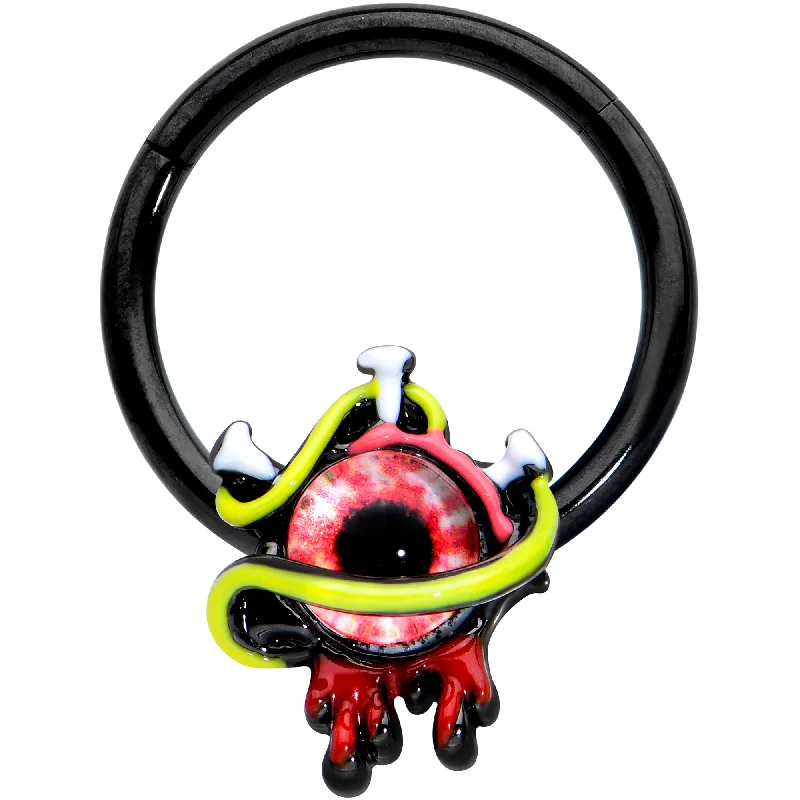 Elegant Nose Rings with Beautiful Designs -16 Gauge 3/8 Black Spiky Eyeball Halloween Hinged Segment Ring Elegant Nose Rings with Beautiful Designs -16 Gauge 3/8 Black Spiky Eyeball Halloween Hinged Segment Ring