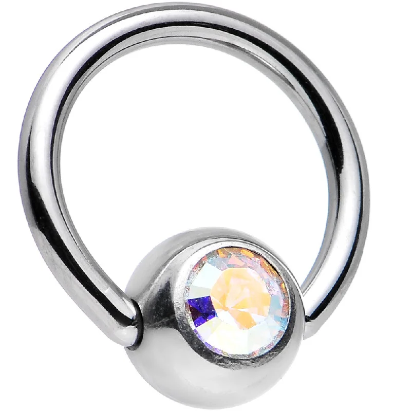 Women's Earrings – Elegant Designs for Every Personality--16 Gauge 5/16 Aurora Captive Ring Created with Crystals