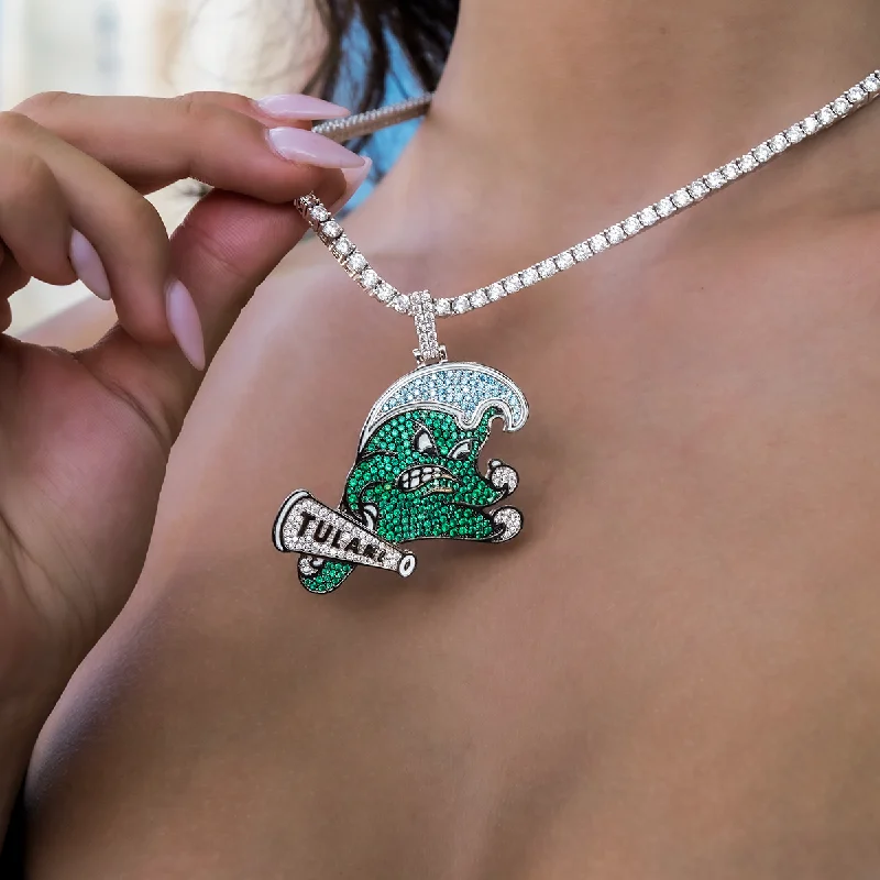 Shop Classic Women's Necklaces & Pendants with a Modern Twist-Tulane Green Wave Official NCAA Logo Pendant Shop Classic Women's Necklaces & Pendants with a Modern Twist-Tulane Green Wave Official NCAA Logo Pendant