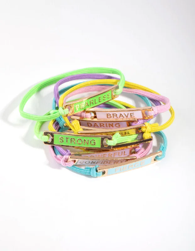 Personalized Gemstone Bangles for Women-Kids Mixed Metal Enamel Mega Best Friend Stretch Bracelet 10-Pack Personalized Gemstone Bangles for Women-Kids Mixed Metal Enamel Mega Best Friend Stretch Bracelet 10-Pack