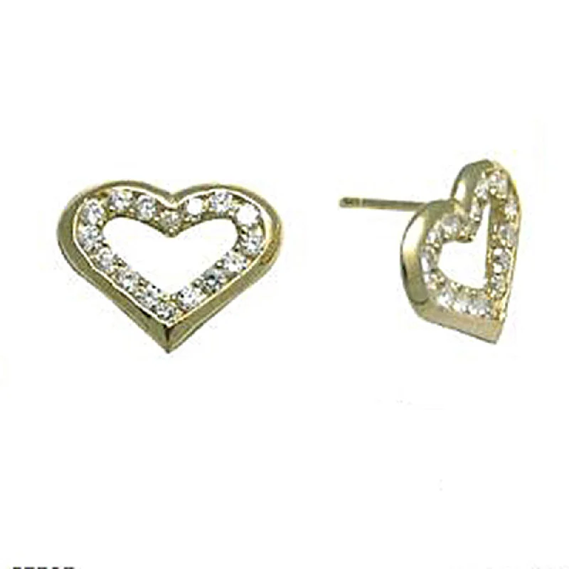 Women's Earrings – Elegant Designs for Every Personality--14kt Yellow Gold CZ Hollow Heart Stud Earrings Women's Earrings – Elegant Designs for Every Personality--14kt Yellow Gold CZ Hollow Heart Stud Earrings