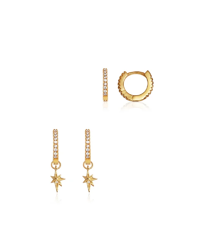 Women's Earrings – Elegant Designs for Every Personality--Sterling Silver Starburst Ear Bundle (Gold)