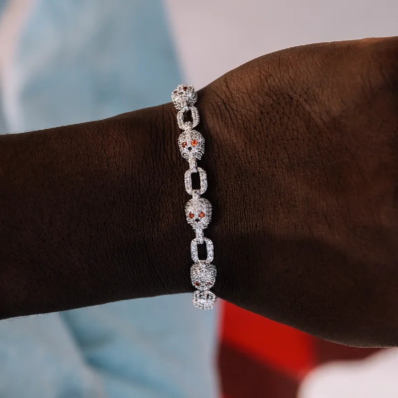 Men's Bracelets with Charm Pendants-Pave Skull Bracelet