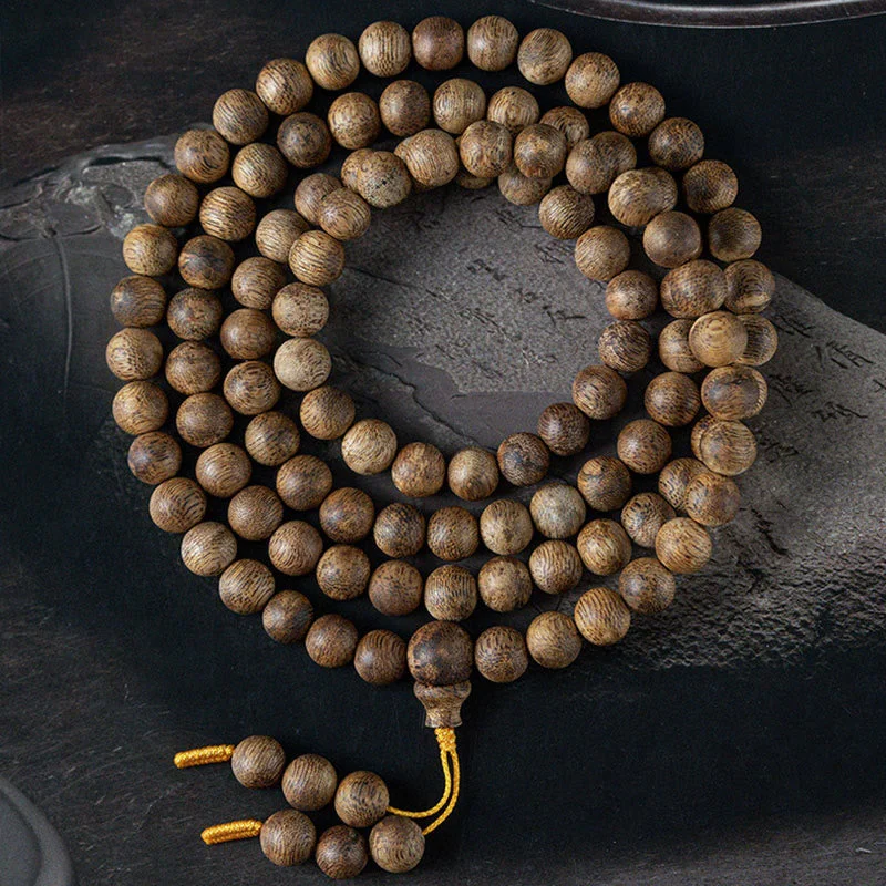 Men's Bracelets for Outdoor Style-Buddha Stones 108 Mala Beads Hainan White Qinan Agarwood Calm Strength Bracelet Men's Bracelets for Outdoor Style-Buddha Stones 108 Mala Beads Hainan White Qinan Agarwood Calm Strength Bracelet