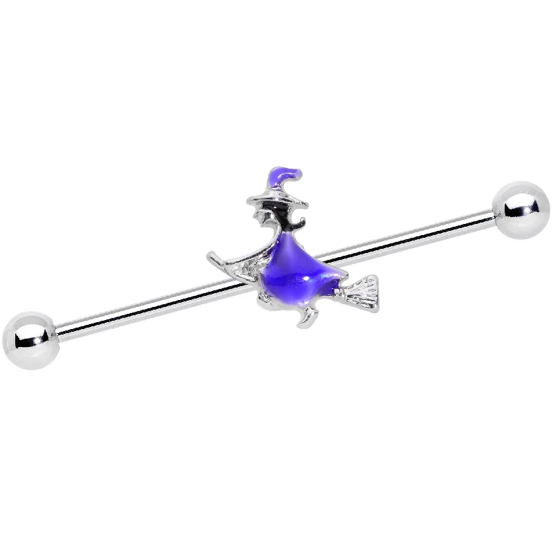 Women's Earrings – Elegant Designs for Every Personality--14 Gauge Blue Spooky Halloween Witch Industrial Barbell 38mm Women's Earrings – Elegant Designs for Every Personality--14 Gauge Blue Spooky Halloween Witch Industrial Barbell 38mm