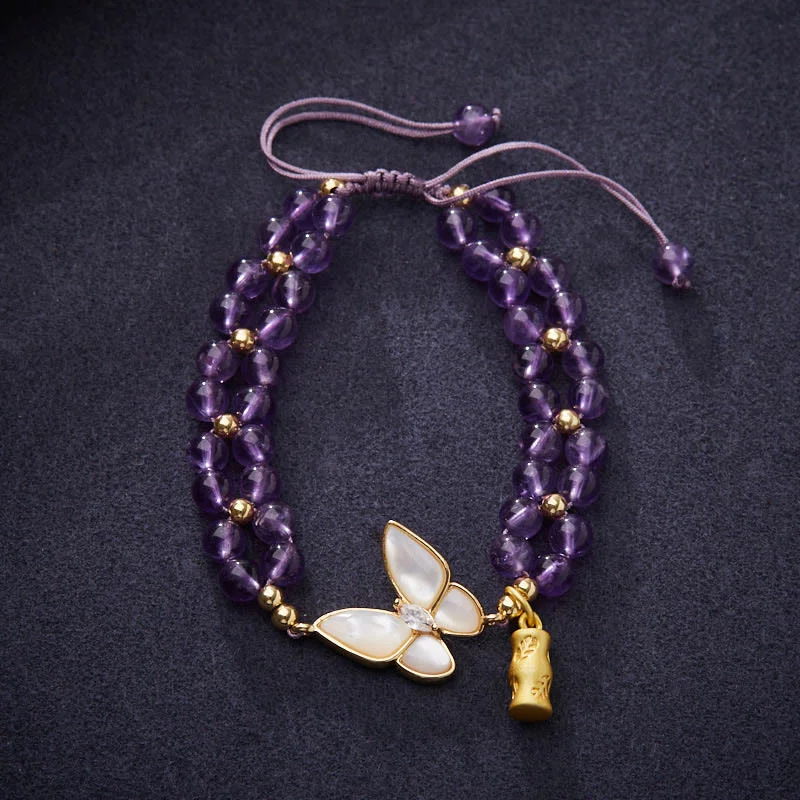 Stylish Engraved Bangles for Women-Buddha Stones Amethyst Butterfly Bamboo Balance Relieves Stress Braided String Bracelet Stylish Engraved Bangles for Women-Buddha Stones Amethyst Butterfly Bamboo Balance Relieves Stress Braided String Bracelet