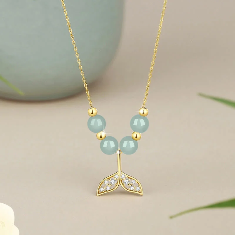 Shop Classic Women's Necklaces & Pendants with a Modern Twist-Buddha Stones 925 Sterling Silver Hetian Jade Bead Fishtail Luck Necklace Pendant Shop Classic Women's Necklaces & Pendants with a Modern Twist-Buddha Stones 925 Sterling Silver Hetian Jade Bead Fishtail Luck Necklace Pendant