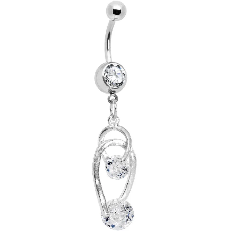 Trendy Belly Rings with Elegant Style -Crystalline Gem Double Drop Horseshoes Belly Ring Trendy Belly Rings with Elegant Style -Crystalline Gem Double Drop Horseshoes Belly Ring