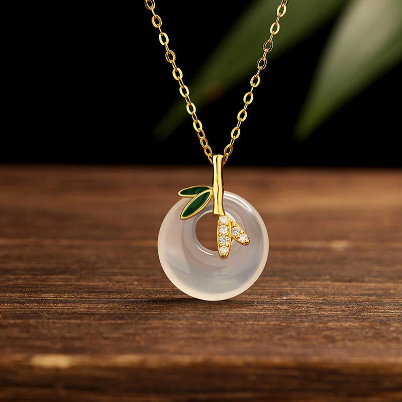 Shop Classic Women's Necklaces & Pendants with a Modern Twist-Buddha Stones 925 Sterling Silver Natural Chalcedony Bamboo Leaf Peace Buckle Positive Necklace Pendant Shop Classic Women's Necklaces & Pendants with a Modern Twist-Buddha Stones 925 Sterling Silver Natural Chalcedony Bamboo Leaf Peace Buckle Positive Necklace Pendant