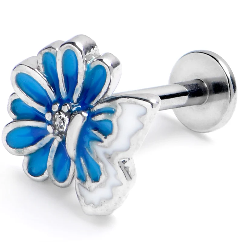 Lip Rings for Casual Style16 Gauge 5/16 Clear Gem Butterfly Blossom Blue Labret Monroe Tragus Lip Rings for Casual Style16 Gauge 5/16 Clear Gem Butterfly Blossom Blue Labret Monroe Tragus