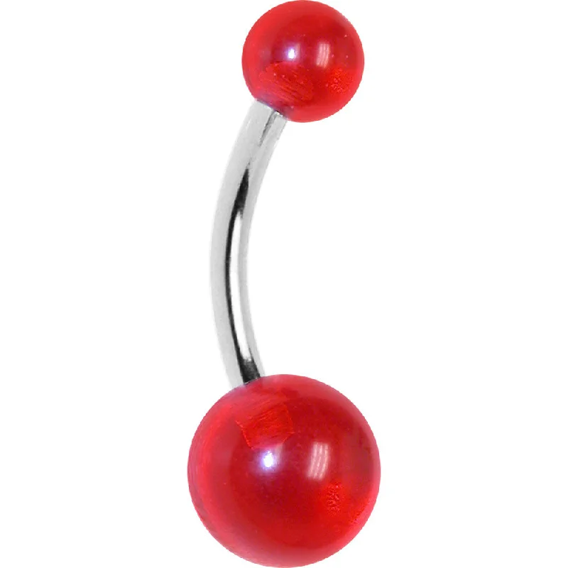 Comfortable Belly Rings with Shiny Finish -NY APPLE RED Belly Ring