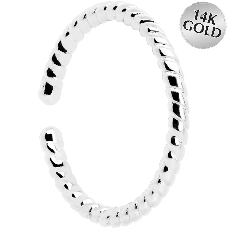 Nose Rings with Minimal Design -14k White Gold Bendable Nose Hoop 20 Gauge 5/16 Twisted Nose Rings with Minimal Design -14k White Gold Bendable Nose Hoop 20 Gauge 5/16 Twisted