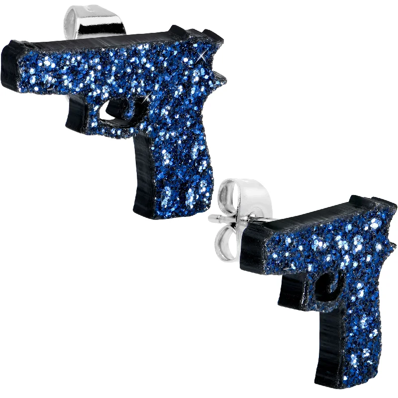 Women's Earrings – Elegant Designs for Every Personality--Blue Glitter Gun Stud Earrings Set