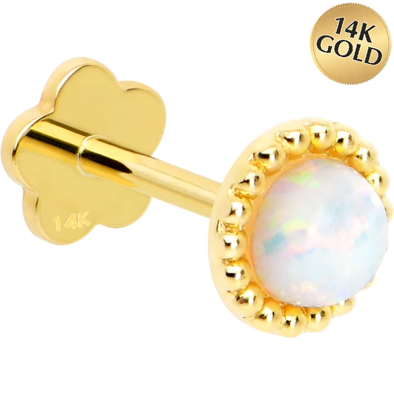 Beautiful Lip Rings with Vibrant Stones14k Yellow Gold Flat Back Earring 20 gauge 3mm Synthetic Opal Floral Reversible Beautiful Lip Rings with Vibrant Stones14k Yellow Gold Flat Back Earring 20 gauge 3mm Synthetic Opal Floral Reversible