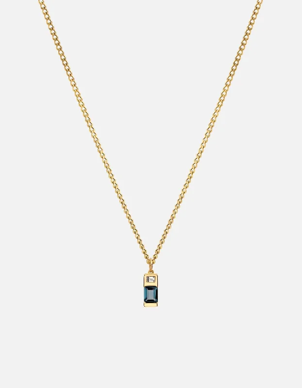 Exclusive Men's Necklaces & Pendants for the Modern Gentleman-Everett London Blue Topaz Necklace, Gold Vermeil/Baguette Sapphire Exclusive Men's Necklaces & Pendants for the Modern Gentleman-Everett London Blue Topaz Necklace, Gold Vermeil/Baguette Sapphire