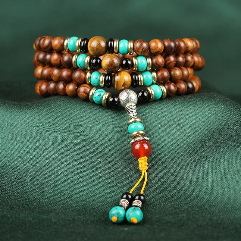 Simple Braided Bracelets for Men-Buddha Stones 108 Beads Rosewood Tiger Eye Mala Healing Bracelet Simple Braided Bracelets for Men-Buddha Stones 108 Beads Rosewood Tiger Eye Mala Healing Bracelet