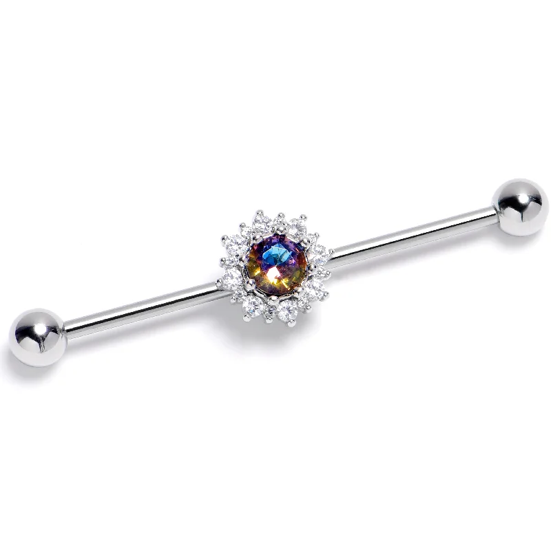 Women's Earrings – Elegant Designs for Every Personality--14 Gauge Vitrail Clear Gem Baroque Sun Industrial Barbell 38mm Women's Earrings – Elegant Designs for Every Personality--14 Gauge Vitrail Clear Gem Baroque Sun Industrial Barbell 38mm