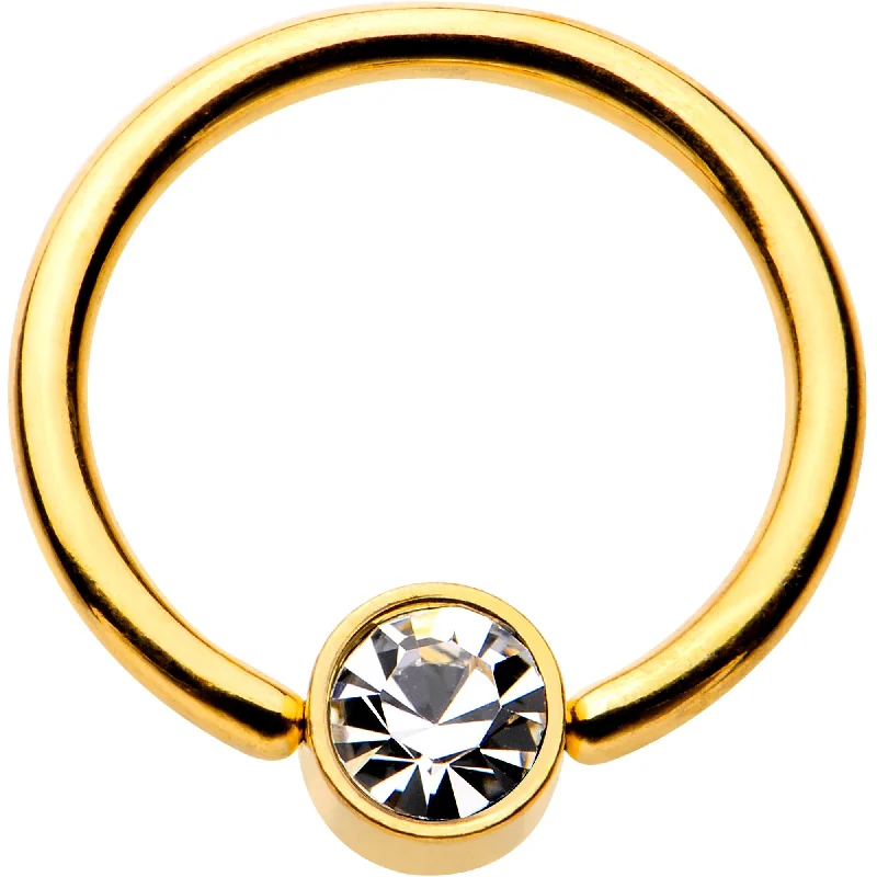 Comfortable Lip Rings for Every Occasion16 Gauge 3/8 Clear Gem 4mm Disc Gold IP BCR Captive Ring Comfortable Lip Rings for Every Occasion16 Gauge 3/8 Clear Gem 4mm Disc Gold IP BCR Captive Ring