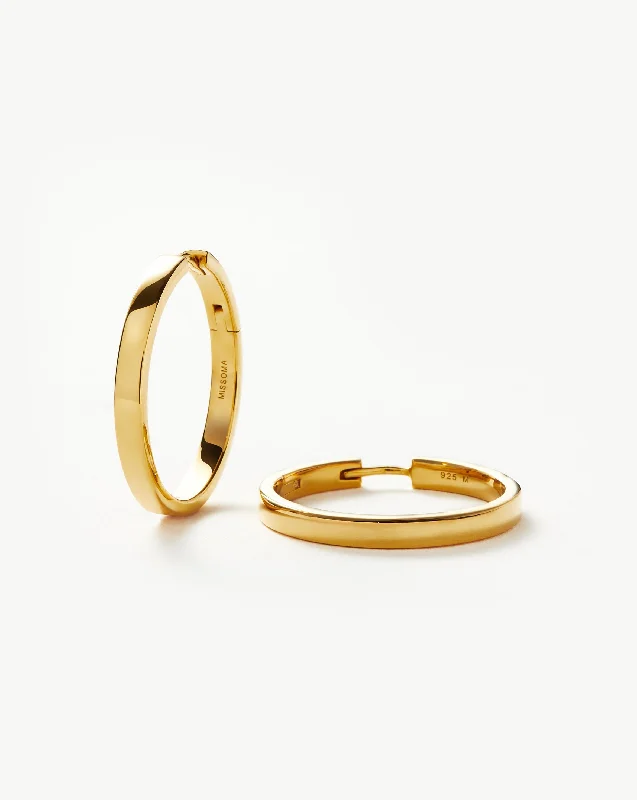 Women's Earrings – Elegant Designs for Every Personality--Classic Flat Medium Hoop Earrings | 18k Gold Vermeil