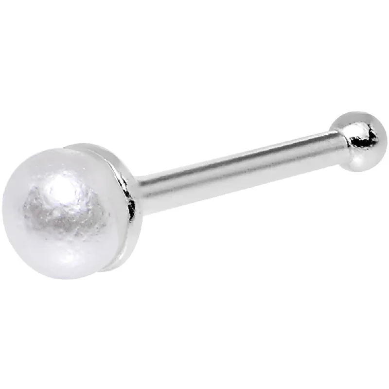 Nose Rings for Special Occasions -Sterling Silver White Pearl Nose Bone