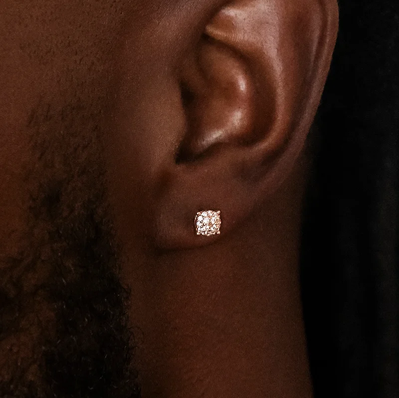 Shop Durable Men's Earrings for Everyday Wear-5mm Pave Round Earrings in Rose Gold