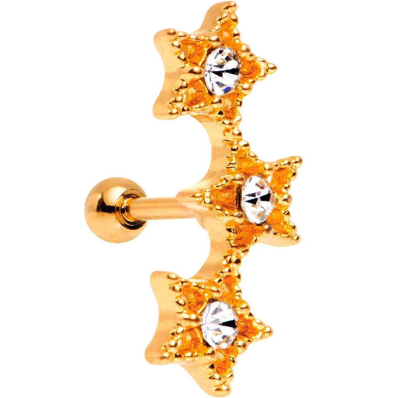 Women's Earrings – Elegant Designs for Every Personality--18 Gauge Clear Gem Rose Gold Plated Star Trio Cartilage Tragus Earring Women's Earrings – Elegant Designs for Every Personality--18 Gauge Clear Gem Rose Gold Plated Star Trio Cartilage Tragus Earring