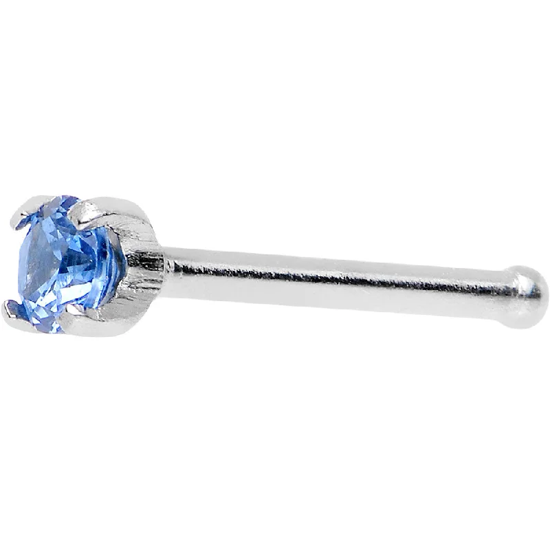 Nose Rings with Butterfly Charms -20 Gauge 2mm Bright Blue Cubic Zirconia Nose Bone