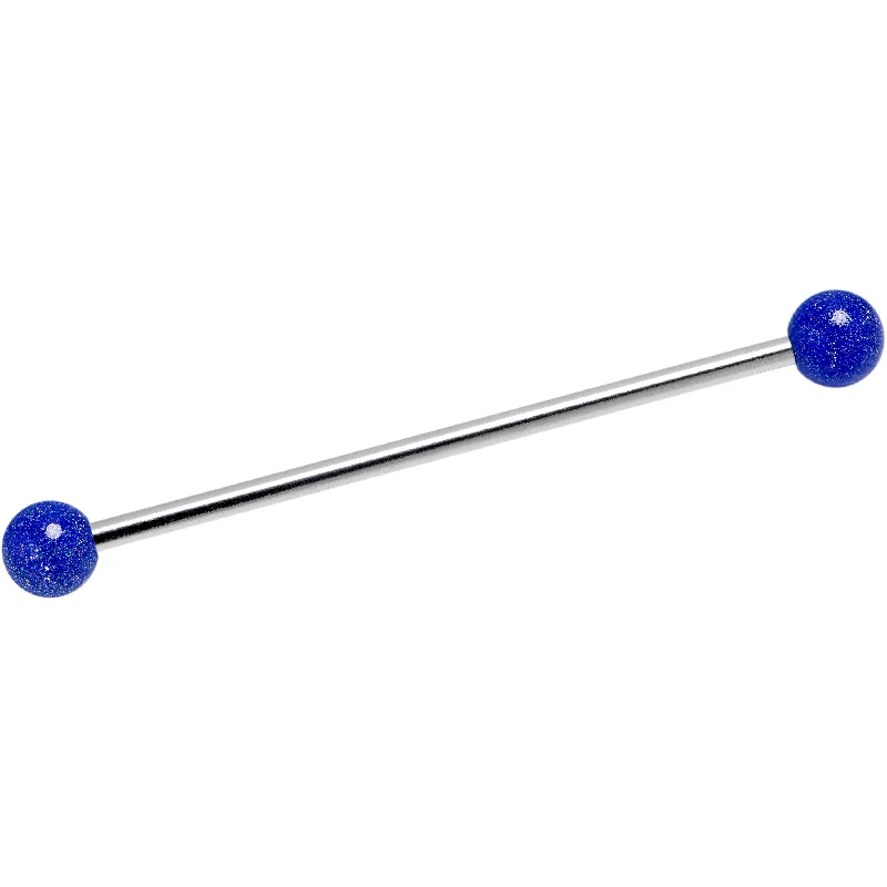 Women's Earrings – Elegant Designs for Every Personality--14 Gauge Shimmer Midnight Blue Ends Industrial Barbell 38mm