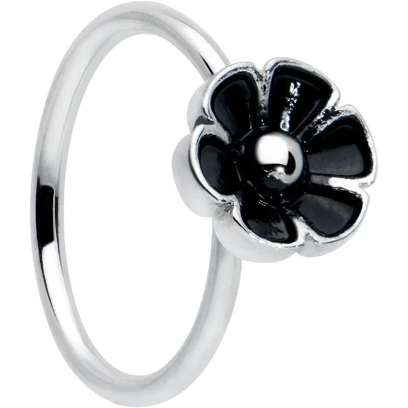 Stylish Nose Rings for Trendy Look -20 Gauge 5/16 Dainty Black Flower Seamless Nose Hoop Stylish Nose Rings for Trendy Look -20 Gauge 5/16 Dainty Black Flower Seamless Nose Hoop