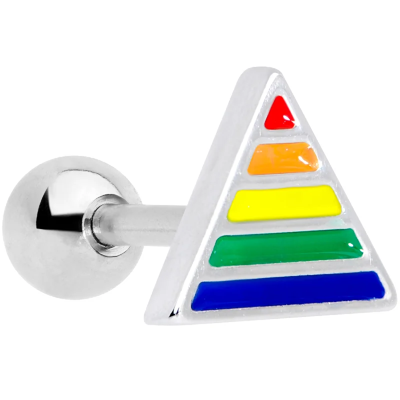 Women's Earrings – Elegant Designs for Every Personality--16 Gauge 1/4 Rainbow Pride Triangle Cartilage Tragus Earring