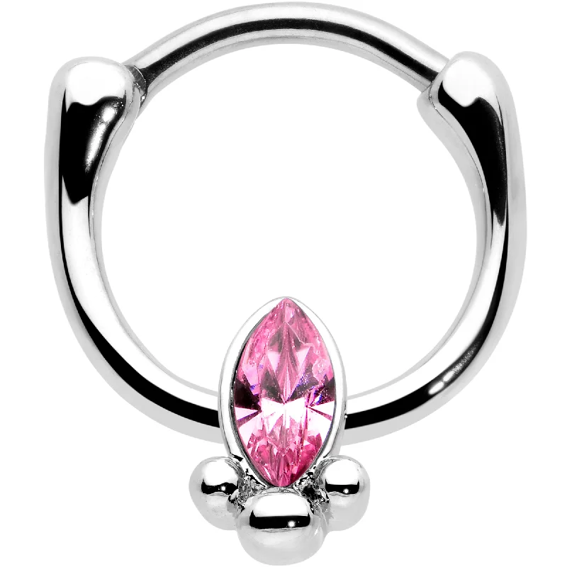 Women's Earrings – Elegant Designs for Every Personality--16 Gauge 5/16 Pink Gem Deco Oval Cartilage Clicker
