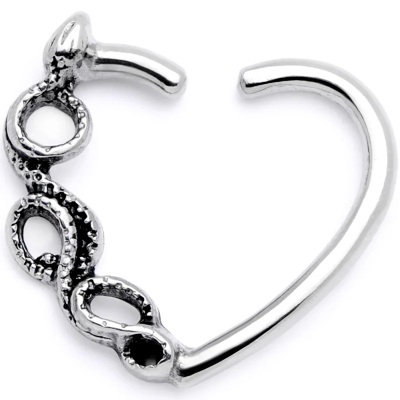 Women's Earrings – Elegant Designs for Every Personality--16 Gauge 3/8 Scary Slithering Snake Right Heart Closure Ring