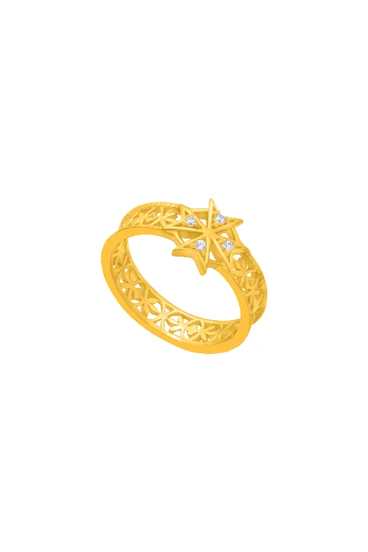 Chic Women's Rings for Fashion-Forward Looks-Crystal Maltese Cross Hollow Ring