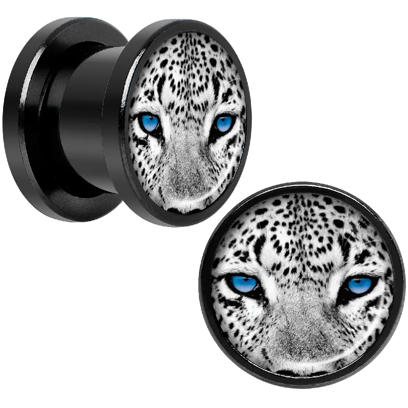 Women's Earrings – Elegant Designs for Every Personality--Black White Leopard Eyes Black Anodized Screw Fit Plug Set 00 Gauge Women's Earrings – Elegant Designs for Every Personality--Black White Leopard Eyes Black Anodized Screw Fit Plug Set 00 Gauge