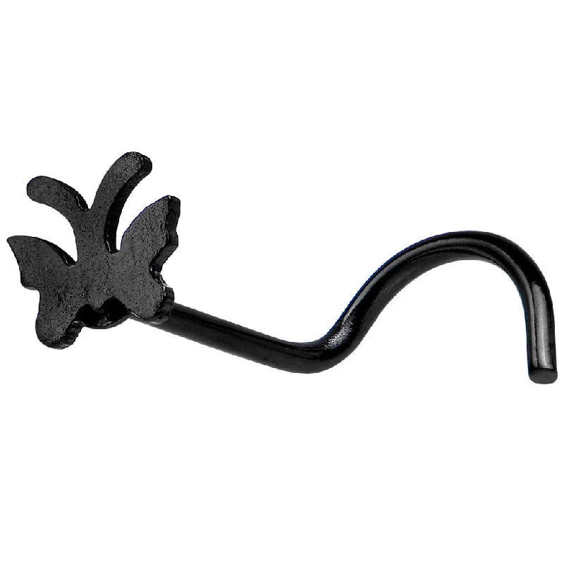 Nose Rings for Effortless Elegance -Black Anodized Titanium Butterfly Nose Ring
