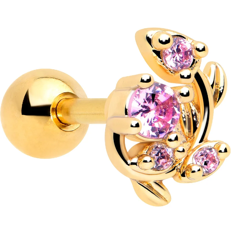 Women's Earrings – Elegant Designs for Every Personality--16 Gauge 1/4 Pink Gem Gold Tone Twining Vine Cartilage Tragus Earring Women's Earrings – Elegant Designs for Every Personality--16 Gauge 1/4 Pink Gem Gold Tone Twining Vine Cartilage Tragus Earring