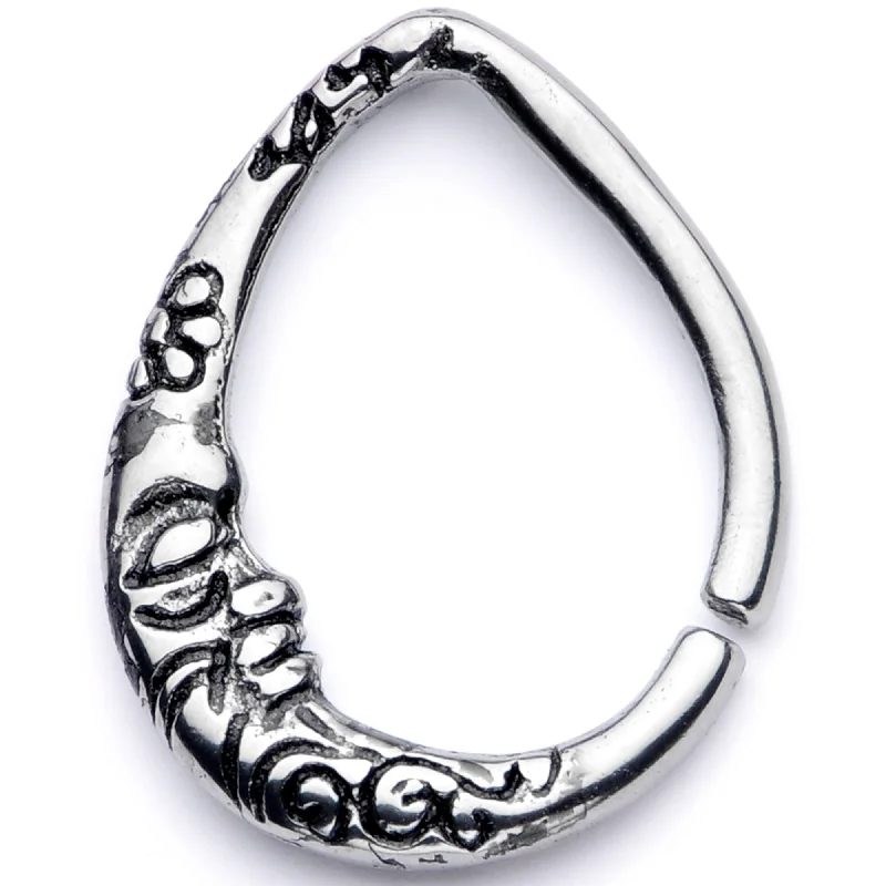 Elegant Lip Rings with Gemstone Details16 Gauge 3/8 Man in the Crescent Moon Teardrop Right Ear Closure Ring