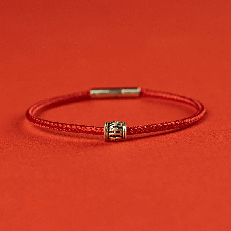 Stylish Men's Bracelets with Adjustable Length-Buddha Stones Red String Black String Six True Words 925 Sterling Silver Peace Bracelet Stylish Men's Bracelets with Adjustable Length-Buddha Stones Red String Black String Six True Words 925 Sterling Silver Peace Bracelet