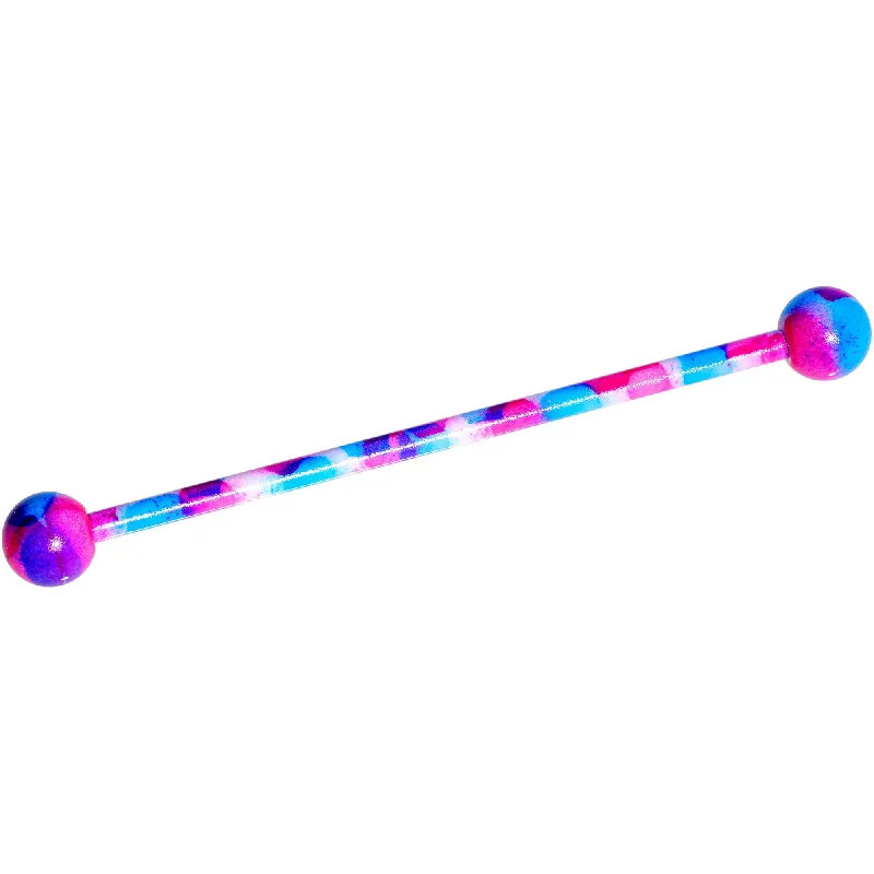 Women's Earrings – Elegant Designs for Every Personality--Blue Pink Cool Camouflage Industrial Barbell 38mm Women's Earrings – Elegant Designs for Every Personality--Blue Pink Cool Camouflage Industrial Barbell 38mm