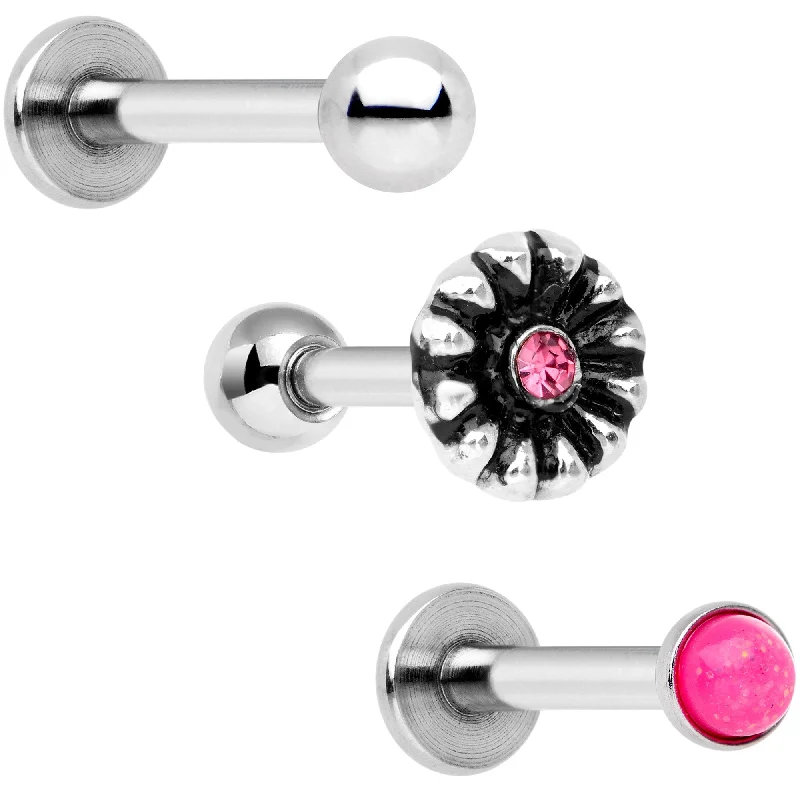 Women's Earrings – Elegant Designs for Every Personality--16 Gauge 1/4 Perfect in Pink Cartilage Tragus Earring Set of 3 Women's Earrings – Elegant Designs for Every Personality--16 Gauge 1/4 Perfect in Pink Cartilage Tragus Earring Set of 3