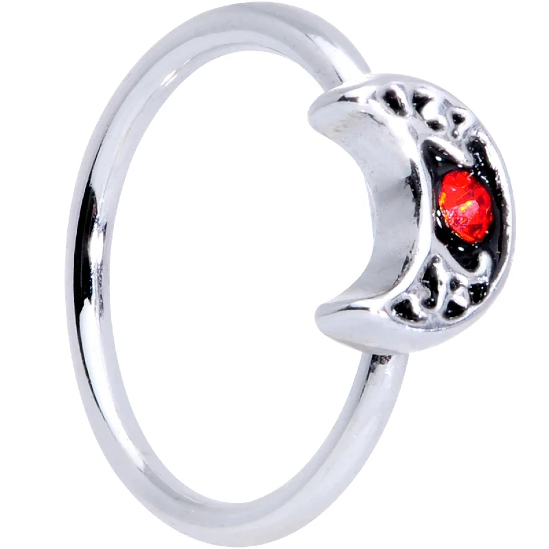 Simple Yet Elegant Nose Rings -20 Gauge 5/16 Red Gem Crescent Moon Seamless Circular Ring Simple Yet Elegant Nose Rings -20 Gauge 5/16 Red Gem Crescent Moon Seamless Circular Ring