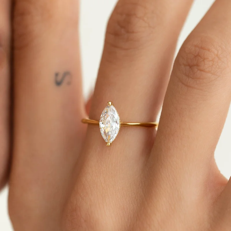 Chic Women's Rings for Fashion-Forward Looks-Marquise Ring - Adelaide