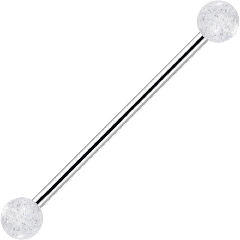 Women's Earrings – Elegant Designs for Every Personality--Clear Glitter Industrial Barbell 31mm Women's Earrings – Elegant Designs for Every Personality--Clear Glitter Industrial Barbell 31mm