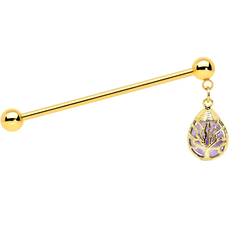Women's Earrings – Elegant Designs for Every Personality--14 Gauge Amethyst Gold Tone Drop Tree Dangle Industrial Barbell 38mm Women's Earrings – Elegant Designs for Every Personality--14 Gauge Amethyst Gold Tone Drop Tree Dangle Industrial Barbell 38mm