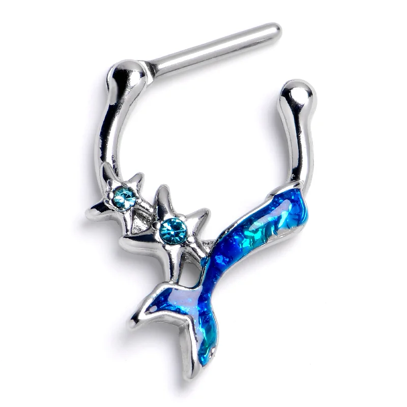 Women's Earrings – Elegant Designs for Every Personality--16 Gauge 3/8 Blue Gem Blue Mermaid Tail Stars Cartilage Clicker