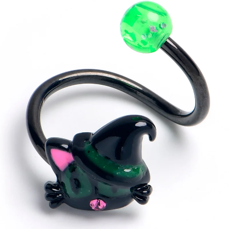 Stunning Belly Rings with Gorgeous Shine -Pink Gem Black Halloween Hat Cat Spiral Twister Belly Ring Stunning Belly Rings with Gorgeous Shine -Pink Gem Black Halloween Hat Cat Spiral Twister Belly Ring