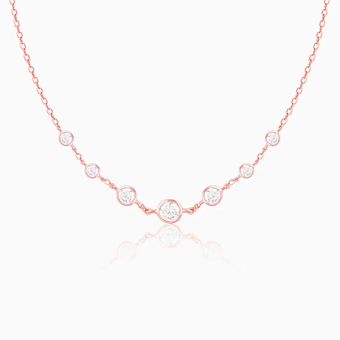 Shop Classic Women's Necklaces & Pendants with a Modern Twist-Rose Gold Stoned Necklace Shop Classic Women's Necklaces & Pendants with a Modern Twist-Rose Gold Stoned Necklace