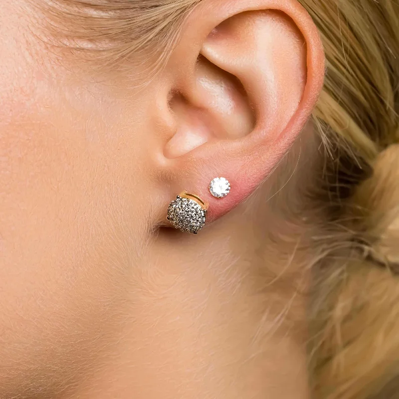 Women's Earrings – Elegant Designs for Every Personality--8mm Pave Set Stud Earrings in Yellow Gold