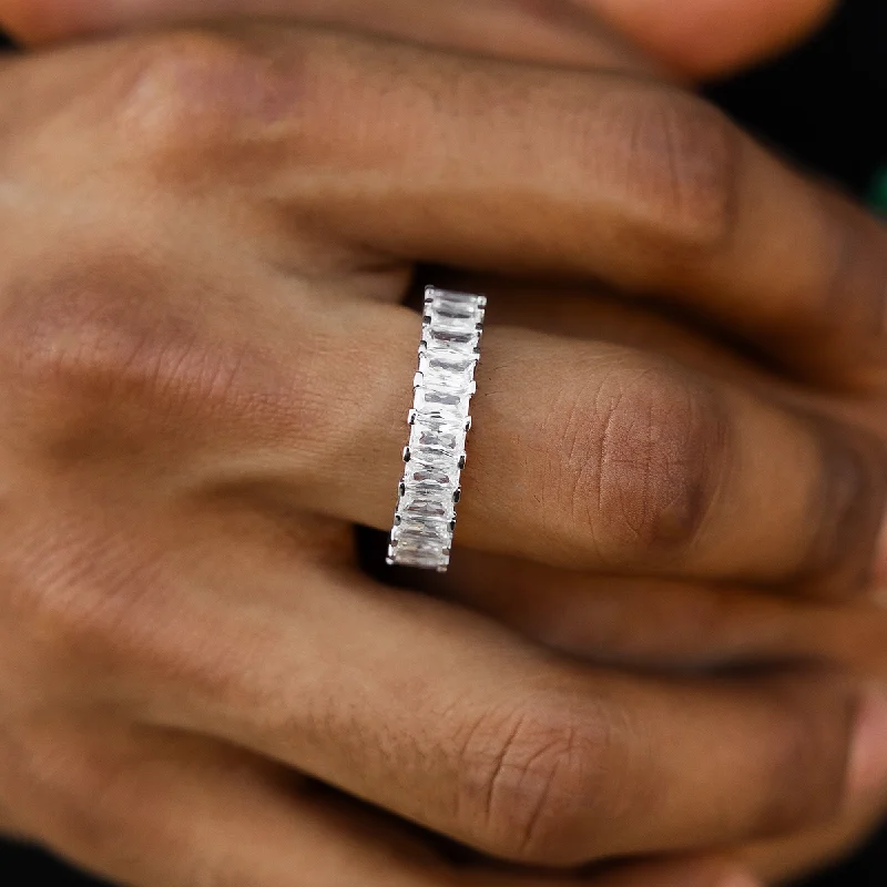 Top Men's Rings – Crafted for Every Style  Baguette Ring in White Gold Vermeil