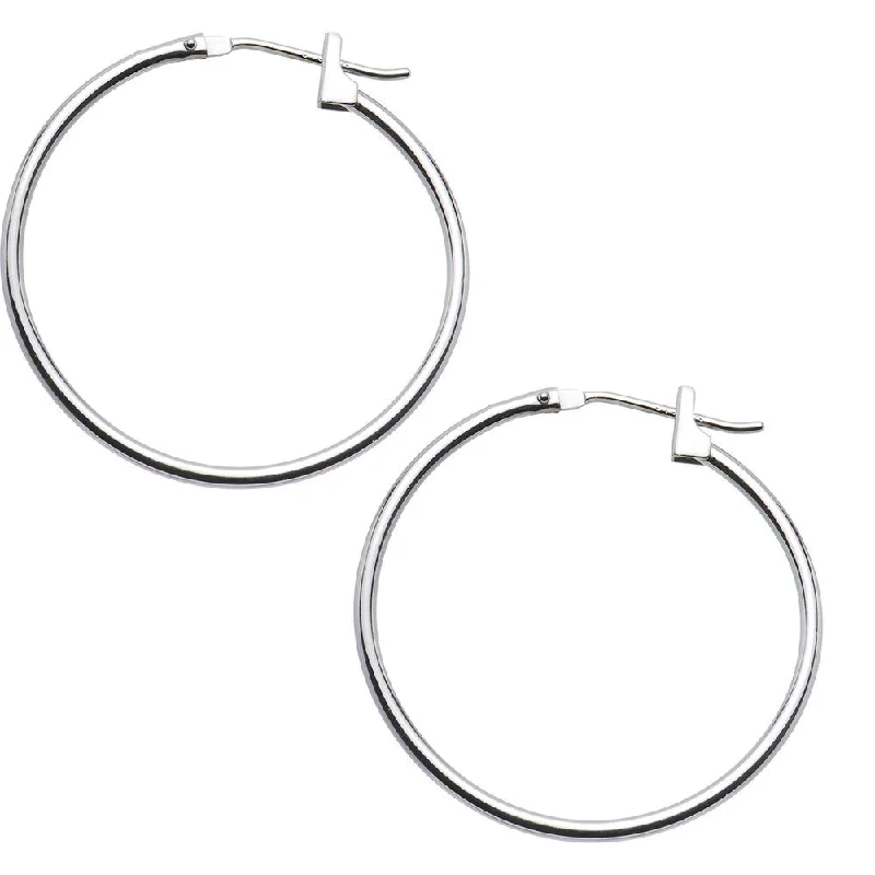 Women's Earrings – Elegant Designs for Every Personality--14KT White Gold 1.5mm 1 Inch Hoop Earrings Women's Earrings – Elegant Designs for Every Personality--14KT White Gold 1.5mm 1 Inch Hoop Earrings